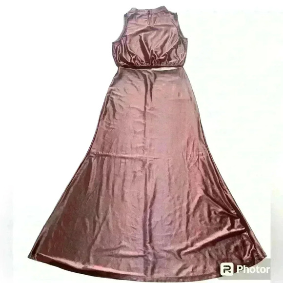 Silk satin maxi skirt set size S color brown, measurements in the pictures - Picture 1 of 7